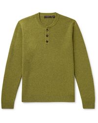 Incotex - Zanone Slim-fit Ribbed Virgin Wool Henley Sweater - Lyst