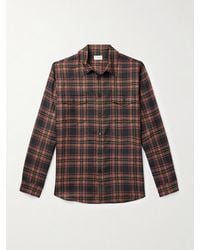 Saint Laurent - Logo-Embroidered Checked Wool-Twill Shirt - Lyst