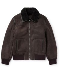 Tod's - Leather-trimmed Shearling Bomber Jacket - Lyst