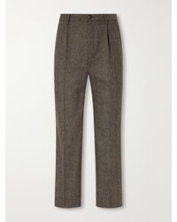 Portuguese Flannel - Straight-Leg Pleated Wool Herringbone Trousers - Lyst
