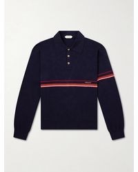 Versace - Logo-Embroidered Striped Cotton Polo Sweater - Lyst