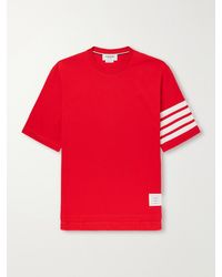 Thom Browne - Logo-Appliquéd Striped Cotton-Jersey T-Shirt - Lyst