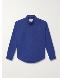 Ami Paris - Button-Down Collar Logo-Embroidered Cotton-Poplin Shirt - Lyst