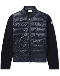 Moncler - Slim-Fit Logo-Appliquéd Quilted Nylon-Panelled Wool Down Cardigan - Lyst