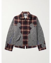 Maison Margiela - Pendleton Embroidered Patchwork Checked Wool And Cotton Bomber Jacket - Lyst