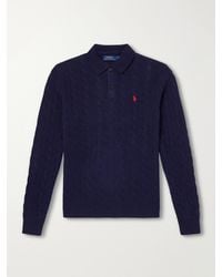 Polo Ralph Lauren - Cable-Knit Wool And Cashmere-Blend Polo Sweater - Lyst
