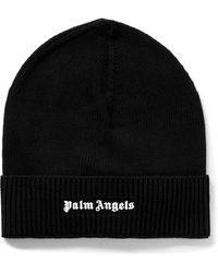 Palm Angels - Logo-flocked Ribbed Cotton Beanie - Lyst