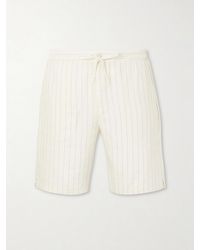 Frescobol Carioca - Straight-leg Striped Linen And Cotton-blend Drawstring Shorts - Lyst