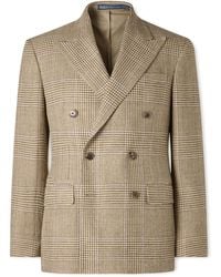 Polo Ralph Lauren - Double-Breasted Prince Of Wales Checked Silk, Wool And Linen-Blend Blazer - Lyst