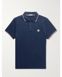 Moncler - Logo-Appliquéd Striped Cotton-Piqué Polo Shirt - Lyst