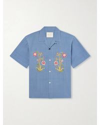 Kardo - Ronen Convertible-Collar Embroidered Cotton Shirt - Lyst