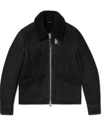 Tom Ford - Leather-trimmed Shearling Flight Jacket - Lyst