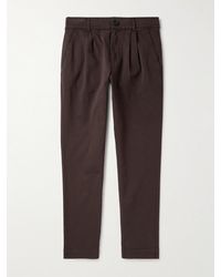 MR P. - Tapered Pleated Garment-dyed Cotton-blend Twill Trousers - Lyst