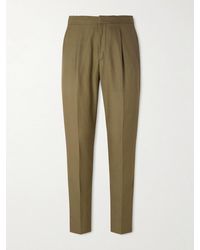 Officine Generale - Drew Tapered Pleated Lyocell, Linen And Cotton-Blend Trousers - Lyst