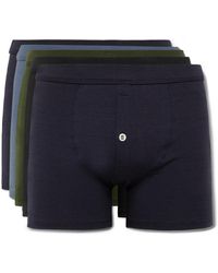 Hamilton and Hare Five-pack Stretch Lyocell And Cotton-blend Boxer Briefs - Blue