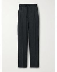 Amomento - Straight-leg Pleated Striped Peached-crepe Drawstring Trousers - Lyst