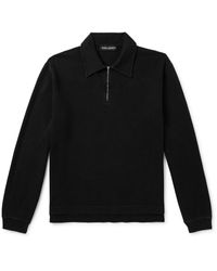 Our Legacy - Lad Ribbed Cotton-jersey Half-zip Sweatshirt - Lyst