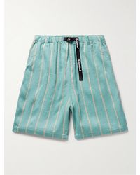 Kapital - Phillies Straight-leg Striped Belted Linen And Cotton-blend Shorts - Lyst
