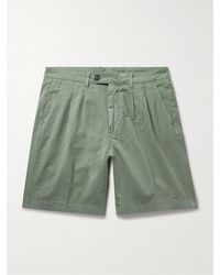Canali - Straight-leg Pleated Cotton-blend Twill Bermuda Shorts - Lyst