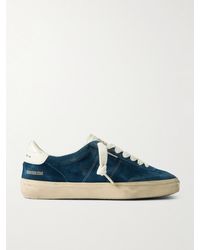 Golden Goose - Soul-Star Distressed Leather-Trimmed Suede Sneakers - Lyst