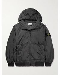 Stone Island - Kapuzenjacke aus wattiertem Reps-Nylon in Knitteroptik mit Logodetail in Stückfärbung - Lyst
