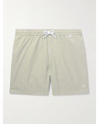 Loro Piana - Bay Straight-leg Mid-length Logo-print Striped Swim Shorts - Lyst