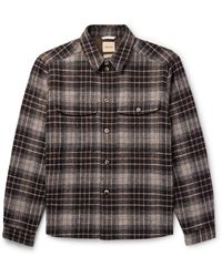 De Bonne Facture - Checked Wool-twill Overshirt - Lyst