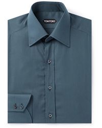 Tom Ford - Cutaway-collar Lyocell-blend Poplin Shirt - Lyst