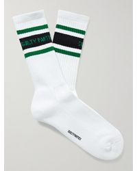 Wacko Maria Type-2 Striped Logo-jacquard Cotton-blend Socks - White