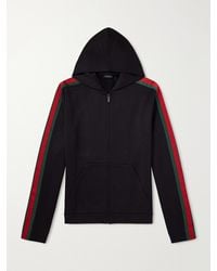 Gucci - Webbing-Trimmed Silk And Cotton-Blend Jersey Zip-Up Hoodie - Lyst