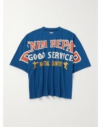 Kapital - T-shirt oversize in jersey di cotone con stampa Denim Repair - Lyst