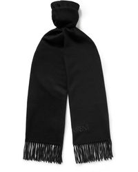 Saint Laurent - Logo-embroidered Fringed Cashmere Scarf - Lyst