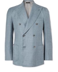 Brioni - Double-Breasted Silk, Cashmere And Linen-Blend Suit Jacket - Lyst