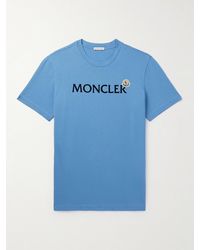 Moncler Double Logo Script T-shirt - Blue