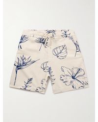 The Elder Statesman - Botanic Straight-leg Printed Slub Cotton And Silk-blend Drawstring Shorts - Lyst