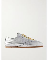 Dries Van Noten - Metallic Textured-leather Sneakers - Lyst