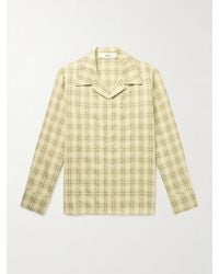 Séfr - Ignacio Camp-collar Checked Cotton And Linen-blend Shirt - Lyst