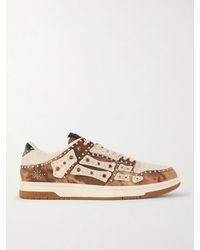 Amiri - Skel-top Suede-trimmed Studded Appliquéd Denim Sneakers - Lyst