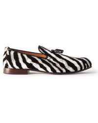 Tom Ford - Nicolas Tasselled Leather-trimmed Zebra-print Corduroy Loafers - Lyst