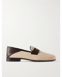 Manolo Blahnik - Padstow Loafers aus Raffiabast mit Lederbesatz und einklappbarer Fersenpartie - Lyst