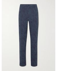 Etro Straight-leg Paisley-print Cotton-blend Drawstring Trousers - Blue