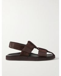 John Lobb - Milford Leather-Trimmed Suede Sandals - Lyst
