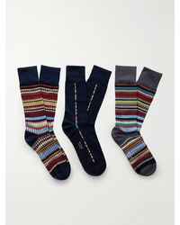 Paul Smith - Pack Of Three Striped Cotton-blend Socks - Lyst
