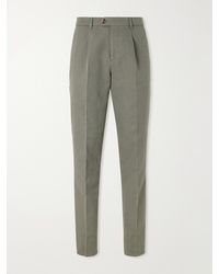 Brunello Cucinelli - Straight-Leg Pleated Cotton And Linen-Blend Trousers - Lyst