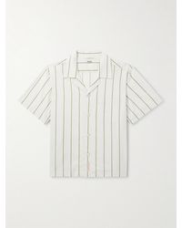 Bode - Celery Camp-collar Striped Cotton-poplin Shirt - Lyst