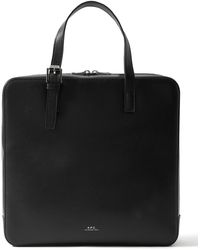 A.P.C. - Nino Logo-print Faux-recycled Leather Briefcase - Lyst