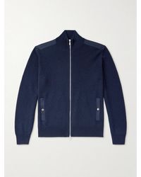 Brunello Cucinelli - Cotton Twill-Trimmed Ribbed Cashmere Zip-Up Cardigan - Lyst