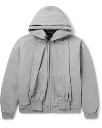 Balenciaga - Incognito Oversized Layered Stretch-Cotton Jersey Zip-Up Hoodie - Lyst