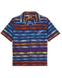 Missoni - Camp-collar Logo-print Striped Cotton-poplin Shirt - Lyst