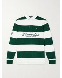 Polo Ralph Lauren - Wimbledon Logo-Embroidered Striped Cotton-Blend Terry Polo Shirt - Lyst